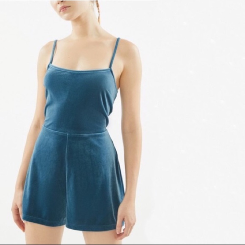 Urban Outfitters Velvet Strap-Back Romper